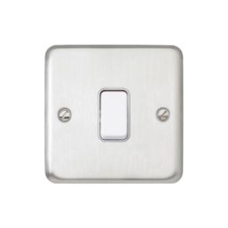 MK Contoura 10A 1-Gang Intermediate Switch Brushed Stainless Steel with White Inserts