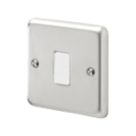 MK Contoura 10A 1-Gang Intermediate Switch Brushed Stainless Steel with White Inserts