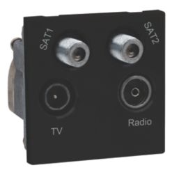 LAP  Quadruplex Modular Multimedia Socket Black