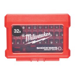Milwaukee Shockwave 1/4" Hex Shank Mixed Impact Bits 32 Piece Set