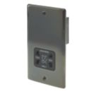 British General Nexus Metal 2-Gang Dual Voltage Shaver Socket 115 / 240V Black Nickel with Black Inserts