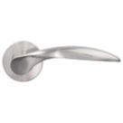 Jigtech Cresta Lever on Rose Door Handles Pair Satin Chrome