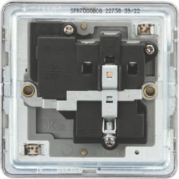 Knightsbridge  13A 1-Gang DP Switched Single Socket Brushed Chrome  with Colour-Matched Inserts