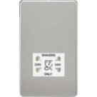 Knightsbridge  2-Gang Dual Voltage Shaver Socket 115 V / 230V Brushed Chrome with White Inserts