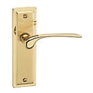 Urfic Como Fire Rated Latch Lever on Backplate Handles Pair Polished / Satin Brass