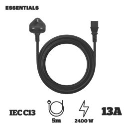 Essentials 10A IEC Power Cord 5m