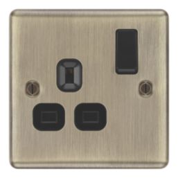 LAP  13A 1-Gang SP Switched Socket Antique Brass  with Black Inserts
