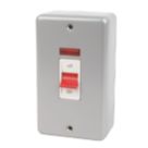 MK Metalclad Plus 45A 2-Gang DP Metal Clad Control Switch with Neon with White Inserts