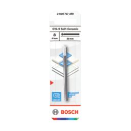 Bosch CYL-9 Straight Shank Carbide Tile & Glass Drill Bit 8mm x 80mm