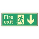 Essentials  Photoluminescent "Fire Exit Man Down Arrow" Sign 150mm x 450mm