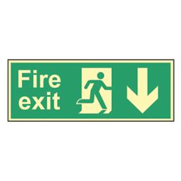 Essentials  Photoluminescent "Fire Exit Man Down Arrow" Sign 150mm x 450mm