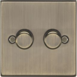 Knightsbridge  2-Gang 2-Way LED Intelligent Dimmer Switch  Antique Brass