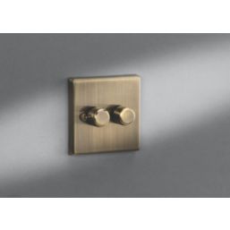 Knightsbridge  2-Gang 2-Way LED Intelligent Dimmer Switch  Antique Brass