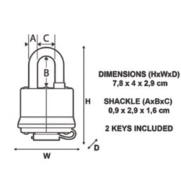 Master Lock 7804EURD Laminated Steel  Weatherproof   Padlock 40mm