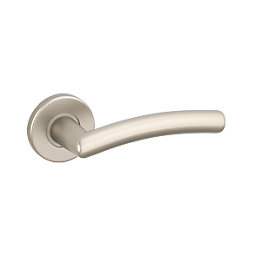 Urfic Pro5/5380 Fire Rated Lever on Rose Door Handles Pair Satin Stainless Steel