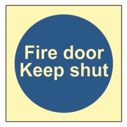 Essentials  Photoluminescent "Fire Door Keep Shut" Sign 100mm x 100mm