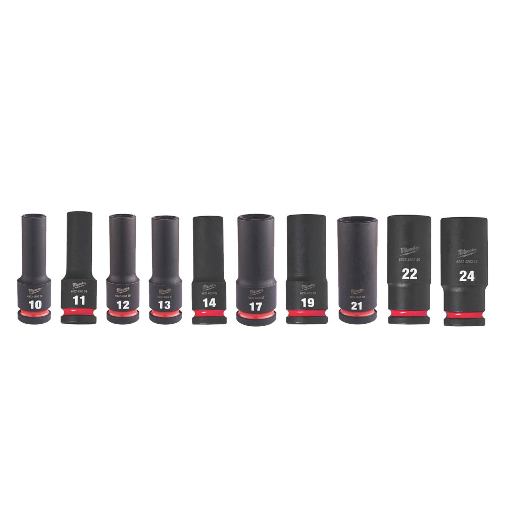Milwaukee SHOCKWAVE 1 2 Drive Impact Deep Socket Set 10 Pieces Screwfix