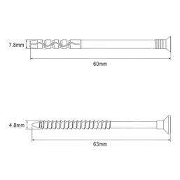 Easyfix  Nylon & Steel Countersunk Head Hammer Fixings 8mm x 60mm 50 Pack