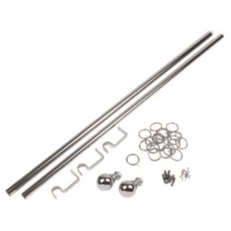 Cooke & Lewis Polished Chrome Curtain Pole Set 28mm x 1.2 - 2.1m