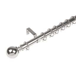 Cooke & Lewis Polished Chrome Curtain Pole Set 28mm x 1.2 - 2.1m