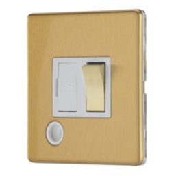 Contactum Lyric 13A Switched Fused Spur & Flex Outlet  Brushed Brass with White Inserts