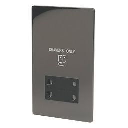 LAP  2-Gang Dual Voltage Shaver Socket 115 / 230V Black Nickel with Black Inserts