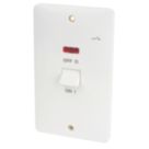 Hager Sollysta WMDP50VN 50A 2-Gang 2P+E Control Switch White with LED