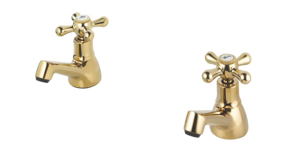Swirl Traditional Bathroom Basin Taps Gold 1 Pair Screwfix