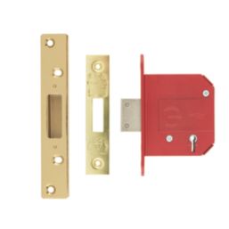 ERA Fire Rated  Brass Effect BS 5-Lever Mortice Deadlock 76mm Case - 56mm Backset