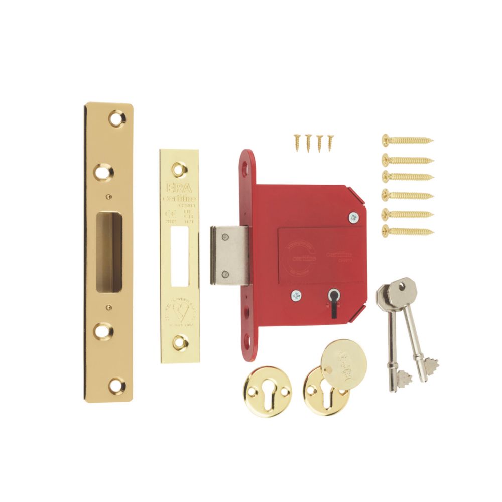 ERA Fire Rated Brass Effect BS 5Lever Mortice Deadlock 76mm Case