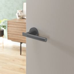 Cooke & Lewis Wembrit Lever on Rose Door Handles Pair Titanium