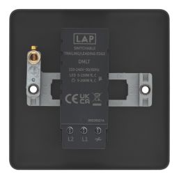 LAP  1-Gang 2-Way LED Dimmer Switch  Matt Black with Colour-Matched Inserts