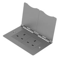 British General 13A 2-Gang Unswitched Floor Socket Brushed Steel