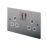 LAP  13A 2-Gang DP Switched Plug Sockets Brushed Stainless Steel  with White Inserts 5 Pack