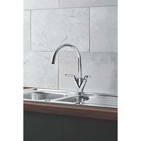 Cooke  &  Lewis COOKE & LEWIS AMSEL TWIN-LEVER MIXER KITCHEN TAP CHROME R1 