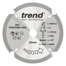 Trend PCD/FSB/1604 Multi-Material Saw Blade 160mm x 20mm 4T