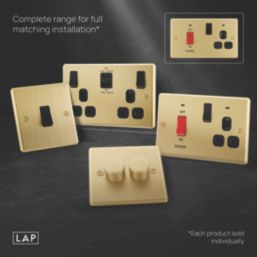 LAP  45A 2-Gang DP Cooker Switch & 13A Switched Socket Satin Brass  with Black Inserts