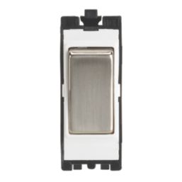 Contactum  20AX Grid DP Control Switch Brushed Steel with Neon with White Inserts