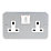 13A 2-Gang SP Switched Metal Clad Socket  with White Inserts
