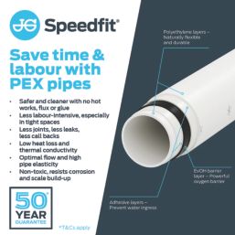 JG Speedfit 15BPEX-100C Push-Fit PE-X Barrier Pipe 15mm x 100m White