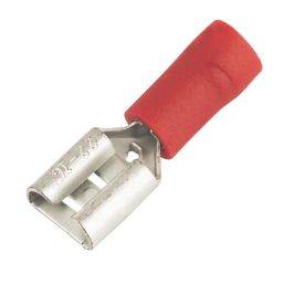 Essentials Insulated Red 6.3mm Push-On (F) Crimps 100 Pack