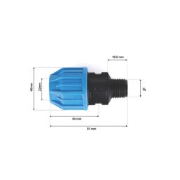 Flomasta  MDPE Male Adaptor 20mm x 3/4"