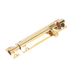 Straight Door Bolt Polished Brass 102mm