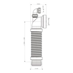 Flomasta  Flexible 90° Angled Pan Connector with Boss White 220 - 400mm