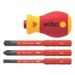 Wiha SlimVario VDE Stubby Screwdriver with Bits 4 Piece Set