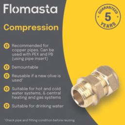 Flomasta  Brass Compression Adapting Male Coupler 15mm x 1/2"