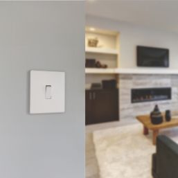 British General Evolve 20A 16AX 1-Gang 2-Way Light Switch  Pearlescent White with White Inserts