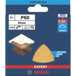 Bosch Expert C470  60 Grit 6-Hole Punched Multi-Material Sanding Sheets 93mm 5 Pack