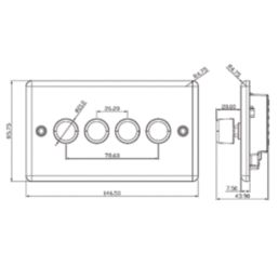Knightsbridge  4-Gang 2-Way LED Intelligent Dimmer Switch  Brushed Chrome