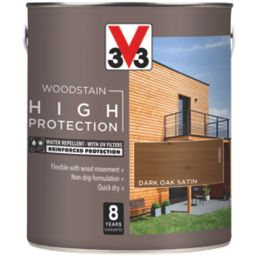 V33 2.5Ltr Dark Oak Satin Water-Based Exterior Wood Stain